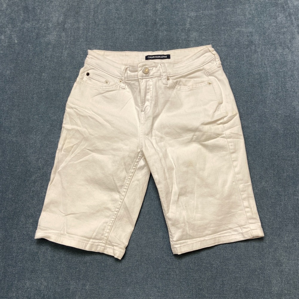 Calvin Klein Jeans Denim Shorts Womens 4 White Light Wash 5-Pockets Casual